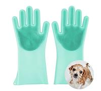 COMFPET Guanto Spazzola per la toelettatura di Cani, Spazzola Per Gatti, Per Il Lavaggio E Il Massaggio Dei Cuccioli, In Silicone Alimentare (Verde)