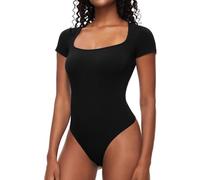 COMFREE Body Donna Maniche corte con Scollo a colletto quadrato Bodysuit Body da Donna Elegante Casuale Basic Tops T-shirt Unita Nero S