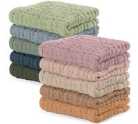 Comfy Cubs Confezione da 10 panni in mussola per bambini, morbidi panni in cotone a 6 strati per pelli sensibili, 25,4 x 25,4 cm, grandi, delicati e assorbenti, essenziali per neonati e bambini