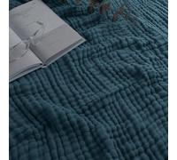 Comfy Cubs Coperta in mussola di cotone, di grandi dimensioni, 127 x 152,4 cm, 6 strati di morbidezza rinfrescante, traspirante e calda, per camera da letto, soggiorno, divano (Nettuno, copriletto,