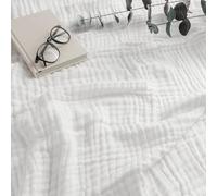 Comfy Cubs Coperta in mussola per adulti, extra large per letto matrimoniale da 228,6 x 168,6 cm, 6 strati di cotone rinfrescante, traspirante e calda, per camera da letto e soggiorno (bianco,