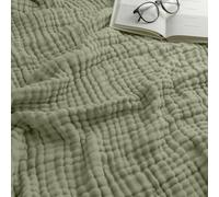 Comfy Cubs - Coperta in mussola per adulti, queen size, 229 x 229 cm, 6 strati, morbida, traspirante e leggera, lavabile in lavatrice e progettata negli USA, per tutte le stagioni, verde salvia