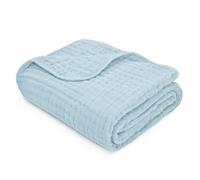 Comfy Cubs Coperta in mussola per neonati e bambini, grande, 101,6 x 101,6 cm, morbida a 6 strati, per fasciare, ricevere o addome, regalo (celeste, bambino - mussola)