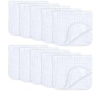 Comfy Cubs Panni in mussola per bambini, essenziali per bambini, panni per il ruttino, quadrati di mussola, 100% cotone, 6 strati, extra assorbenti e morbidi (bianco, confezione da 10, 50 x 25 cm)