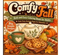 Comfy Fall Bold and Easy Coloring Book for Adults: Cute Cozy Autumn Pages for Relaxation