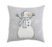 Comfy Hour Cuscino natalizio invernale con pupazzo di neve che indossa una sciarpa e un auricolare con fiocco di neve, 35,6 x 35,6 cm