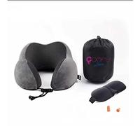 COMFY Leave Cuscino da viaggio (aereo auto) Memory di forma per collo, cuscino ergonomico per benessere, relax, rilassamento antidolorifico e maschera, tappi per le orecchie, borsa