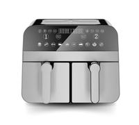 Comfy Nest,CNAFD45NS, friggitrice ad aria, Air Fryer, doppio cestello digitale 2400W 9L in acciaio inox, cottura sana e veloce, ideale per pasti familiari, 9L, colore argento