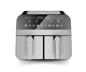 Comfy Nest, CNAFD45NS, Friggitrice ad aria calda, Friggitrice ad aria, doppio cestello digitale 2400W 9L in acciaio inox, cottura sana e veloce, ideale per i tuoi pasti in famiglia, 9L, argento