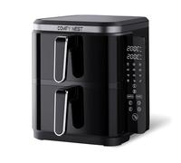 Comfy Nest, Friggitrice ad aria a doppio cestello 11L, Friggitrice ad aria, cottura simultanea, touch screen digitale, tecnologia Rapid Air, sicurezza rinforzata, facile da pulire - 5,5L, Nero