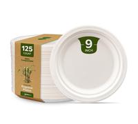 Comfy Package [125 pezzi - 23 cm] Piatti monouso 100% composta 23 cm - 125 Count