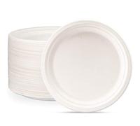 Comfy Package [125 pezzi - 25,5 cm] Piatti monouso 100% compostabili in canna da zucchero - ecologici e resistenti