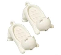 ComfyHarbor 2 portasapone a forma di gatto con sistema di drenaggio, in plastica liscia, organizer per lavello da bagno per cucina e bagno, contenitore per sapone bianco kawaii