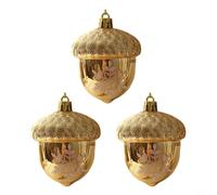 ComfyHarbor 3 ornamenti a ghianda per albero di Natale, 8 x 6 cm, in plastica, decorazione da appendere con corda, per feste, casa, camino, finestra, scale, oro rosa (oro)