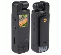 ComfyHarbor Action camera portatile 1080p con obiettivo girevole a 180° microfono integrato per avventure all'aperto, registrazione delle forze dell'ordine (nero)
