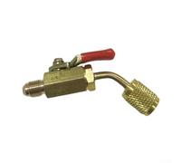 ComfyHarbor Adattatore per valvola a sfera svasata maschio da 1/4" SAE-LH a 1/4" per R32 R454A B C, raccordo HVAC in ottone con filettatura sinistra, connettore di ricarica sicuro per A2L (rosso)