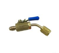 ComfyHarbor Adattatore per valvola a sfera svasata maschio da 1/4" SAE-LH a 1/4" per R32 R454A B C, raccordo HVAC in ottone con filettatura sinistra, connettore di ricarica sicuro per A2L (blu)