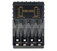ComfyHarbor Batteria intelligente per CARICABATTERIA Quattro Slot Alimentazione USB per AA AAA Ni-MH Ni-CD Batterie Ricaricabili con Indicatore LED Protezione da sovraccarico e cortocircuito Nero