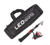 ComfyHarbor Canna da pesca telescopica e mulinello per set combinato, 1,6 m, portatile, con movimento in metallo liscio, attrezzatura leggera in ABS per acqua dolce e salata da viaggio, nero e rosso
