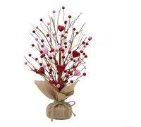 ComfyHarbor Centrotavola a forma di albero a forma di cuore per San Valentino, 40 cm, con bacche finte, ornamento decorativo con cuori rossi e rosa, sfera bianca, decorazione per la casa, materiale in