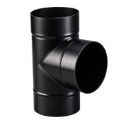 ComfyHarbor Connettore camino in acciaio inox, 125 mm, resistente al calore | Design a gomito a 90 gradi, diametro 100 mm, acciaio nero, si adatta a spazi ristretti, collegamento per l'inserto della