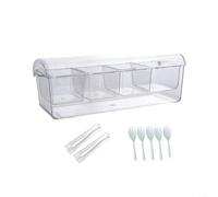 ComfyHarbor Contenitore a 5 scomparti con base refrigerata | Vassoio da portata diviso in plastica trasparente, per insalate, frutta, piatti freddi, riutilizzabile, per feste e picnic