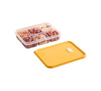 ComfyHarbor Contenitore per alimenti in plastica con griglia divisa per carne cruda e condimenti per ordinare in frigorifero coperchio sigillato trasparente impilabile scatola organizer bianco (giallo