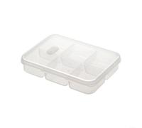 ComfyHarbor Contenitore per alimenti in plastica con griglia divisa per carne cruda e condimenti per ordinare in frigorifero coperchio sigillato trasparente impilabile scatola organizer bianco