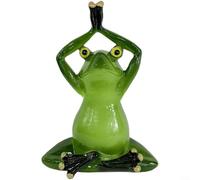 ComfyHarbor Decorazione anfibia da giardino in resina, per yoga, realizzata a mano, per esterni, casa, tavolo, ornamento da prato con posa serena, verde per scultura, 16 x 7 x 9 cm (rana seduta)
