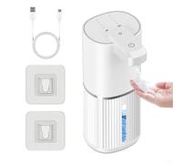 ComfyHarbor Dispenser automatico di sapone, 380 ml, erogatore elettrico ricaricabile USB-C con 4 livelli regolabili, dispenser di sapone schiumoso impermeabile senza contatto IPX5 per cucina, bagno