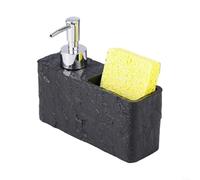 ComfyHarbor Dispenser di sapone a mano con supporto per spugna, pompa per sapone in resina per bagno e cucina, organizer salvaspazio da 250 ml (nero)