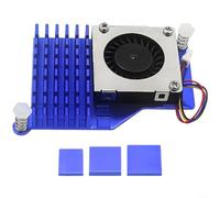 ComfyHarbor Dissipatore di calore attivo in alluminio con ventola per Raspberry Pi 5, sistema di raffreddamento compatto per prestazioni IoT stabili, argento (blu)