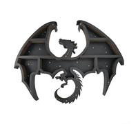ComfyHarbor Evil Dragon Espositore gotico da parete per cristalli, gemme, oli essenziali, in legno, 40 x 30 cm