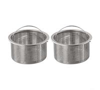 ComfyHarbor Filtro per lavello in acciaio inox, 8,9 cm, foro da 2 mm, con tappo per coperchio, anti-intasamento, per smaltimento dei rifiuti, lavabile in lavastoviglie, confezione da 2 (2 pezzi)