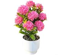 ComfyHarbor Fiori artificiali di crisantemo, pianta realistica in vaso di seta, per decorazione da giardino, casa e ufficio, da tavolo, composizione floreale finta realistica in vaso di plastica