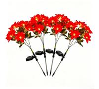 ComfyHarbor Fiori Solari Esterni 70cm Accensione Automatica(4pcs) | 4 fiori per rossi, impermeabili IP65, accensione crepuscolare, per ideale per giardini e tombe
