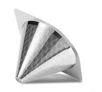 ComfyHarbor Gocciolatore per caffè in acciaio inossidabile con manico a doppio orecchio, cono filtro in metallo riutilizzabile per Hario per v60 02 03, strumento professionale per la birra, argento