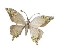 ComfyHarbor Grande ornamento a farfalla con glitter e strass, per albero di Natale, decorazione natalizia in stile europeo, ciondolo leggero in ABS, 24,5 cm, decorazione da appendere (dorato)