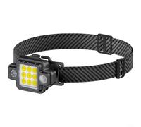 ComfyHarbor Lampada frontale a LED magnetica, ricaricabile con USB-C, con luce rossa e blu, 5 modalità, leggera, portatile, per campeggio, escursionismo, attività notturne, colore nero