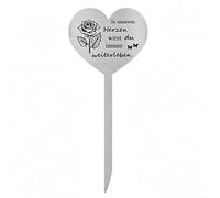ComfyHarbor Lapide commemorativa a forma di cuore in acciaio inox, per cimitero, giardino, casa, commemorazione per omaggio, resistente alle intemperie, decorazione (A)