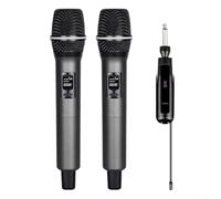 ComfyHarbor Microfoni wireless 2.4G palmare doppio con ricevitore ricaricabile a lunga durata della batteria e segnale stabile per karaoke canto e riunioni eventi grigio (uno drag one)