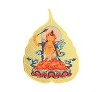 ComfyHarbor Ornamento a foglia Bodhi in rame con otto guardiani, dio giallo della ricchezza, Ksitigarbha, per la decorazione della casa e la protezione spirituale, statua in metallo dorato 6,5 x 4,9