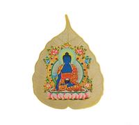 ComfyHarbor Ornamento in rame Bodhi foglia con otto guardiani, giallo-dio della ricchezza, Ksitigarbha, per la decorazione della casa e protezione spirituale, statua in metallo dorato 6,5 x 4,9 cm