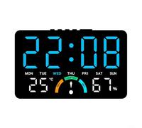 ComfyHarbor Orologio elettronico a LED con grande schermo con visualizzazione ora, data, temperatura, umidità, livello di comfort, montaggio a parete o supporto da scrivania, allarme per casa, ufficio