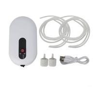 ComfyHarbor Pompa aeratore ricaricabile per esca viva, sistema di ossigeno, con ricarica USB, pietra porosa a tubo singolo, per acquari da 15-20 l (tubo doppio)