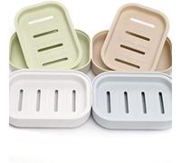 ComfyHarbor Portasapone in plastica con drenaggio a doppio strato, portasapone e contenitore per sapone con coperchio per doccia, bagno e cucina, organizer per sapone