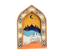 ComfyHarbor Ramadan Mubarak, lampada notturna a LED rimovibile fai da te in legno con luce calda per decorazione Eid, luna 3D o sul tetto, ornamento centrotavola per casa, giardino, feste (A)