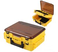 ComfyHarbor Scatola per esche da pesca a doppio strato, portatile, con fori di ventilazione e portautensili laterale, divisori staccabili per esche e accessori, 43 x 33 x 19 cm (giallo)
