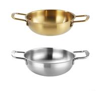 ComfyHarbor Set di 2 pentole per zuppa in acciaio inox con doppio manico, per ramen coreano, pentola calda, design antiruggine, distribuzione uniforme del calore, uso multiplo, argento