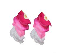 ComfyHarbor Set di 2 ventagli in seta per performance di danza, 180 cm, a doppio strato, per danza del ventre, danza moderna (rosa rossa, rosa, bianco)